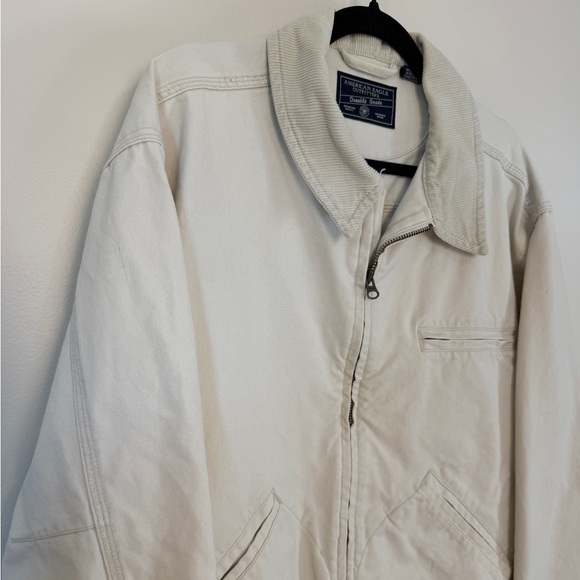 VINTAGE AMERICAN EAGLE “Detroit” cream corduroy collared cotton jacket size LG - Picture 4 of 6